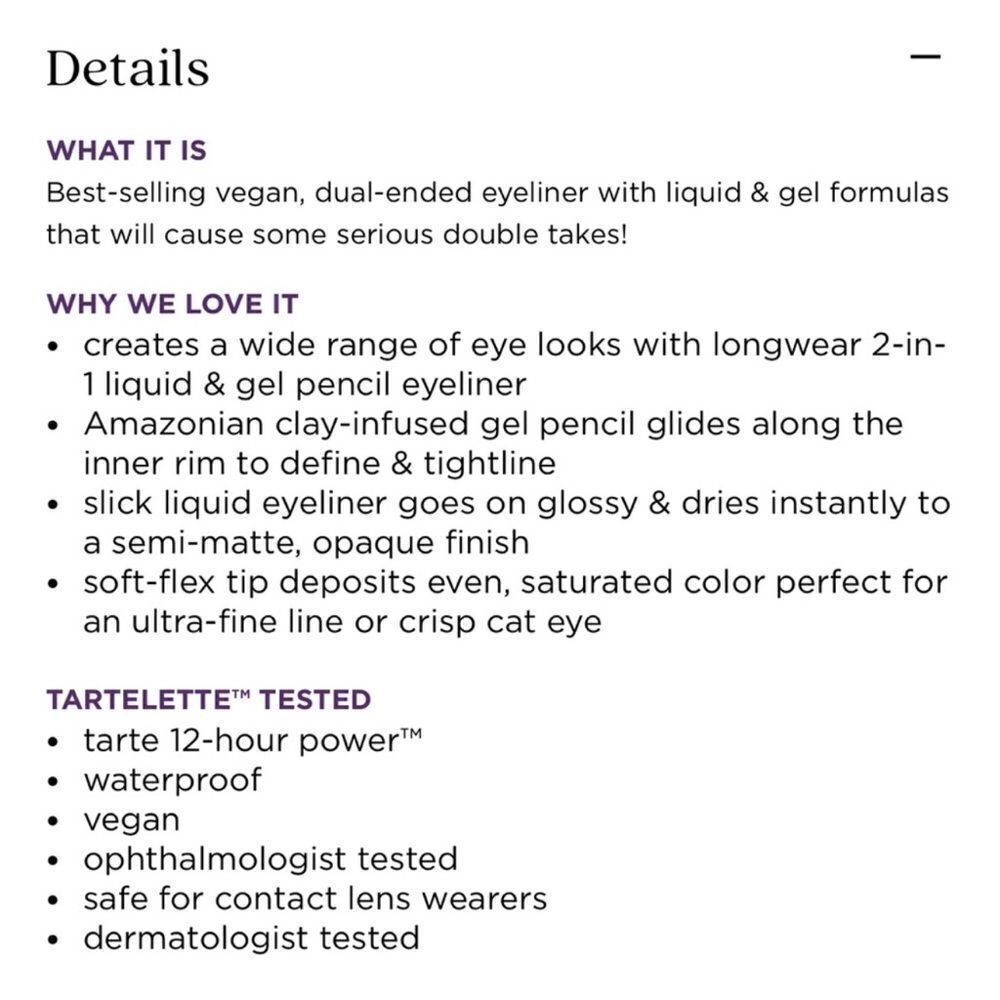 🌷 Tarte Double Take Black Eyeliner New Full sz - Picture 7 of 8